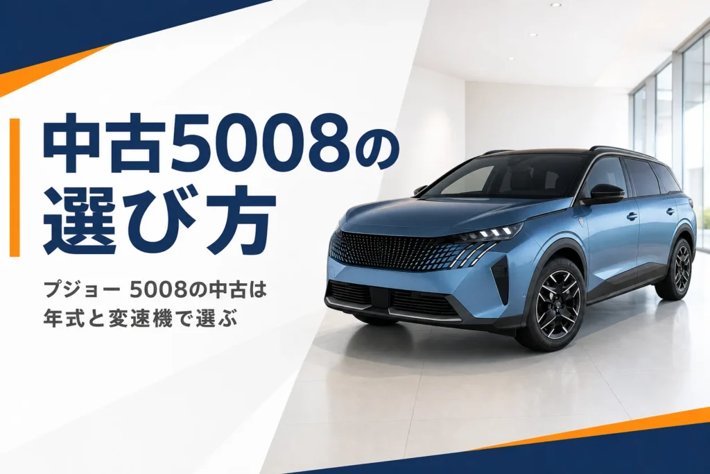 ショールームに置かれた中古のプジョー 5008のイメージ