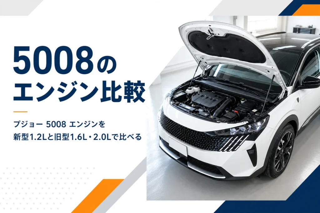 ボンネットを開けたプジョー 5008のエンジンルーム