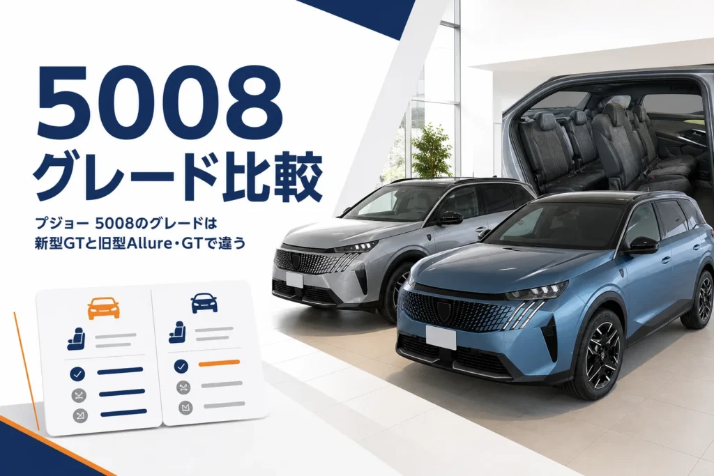 プジョー 5008の新型と旧型のグレードを比べるイメージ