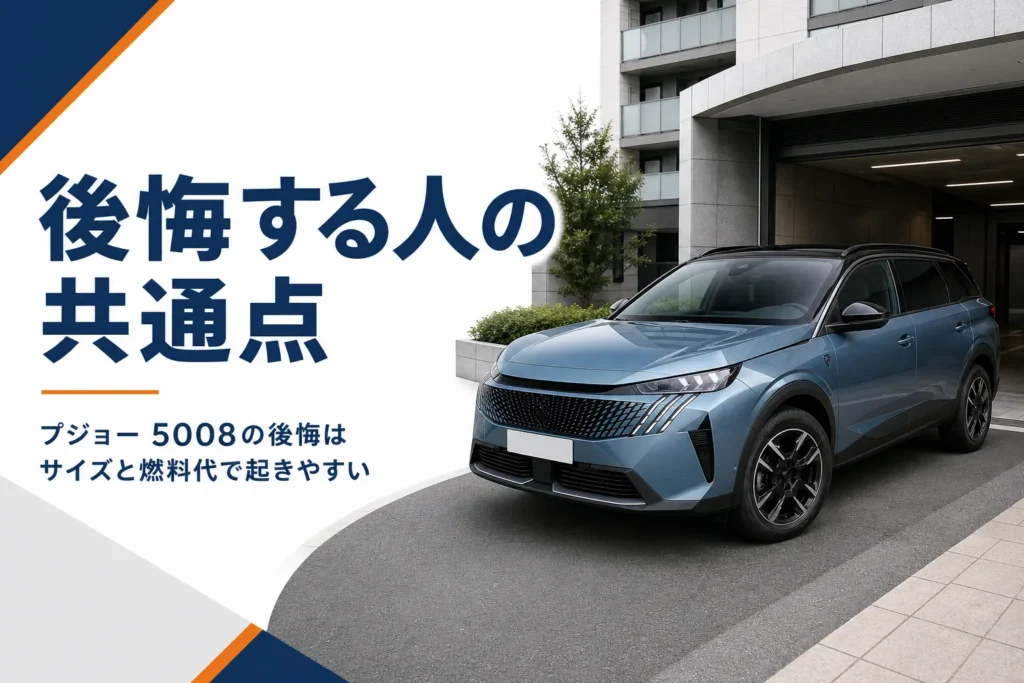 駐車場の入口に停まるプジョー 5008のイメージ