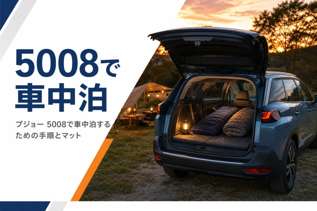 プジョー 5008で車中泊する方法をまとめた記事のアイキャッチ